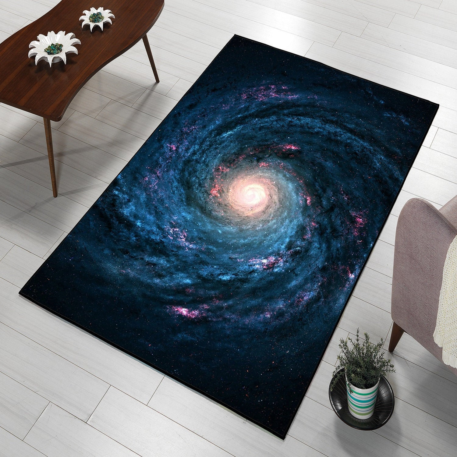 50×225 \"The Milky way” ViNTAGE RUG Milky Way Rug: Colorful Nebula Space Carpet, Galaxy Room