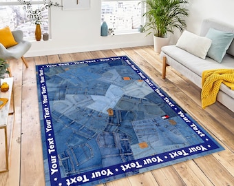 Denim Patchwork Rug: Personalized Blue Jean Area Rug - Etsy