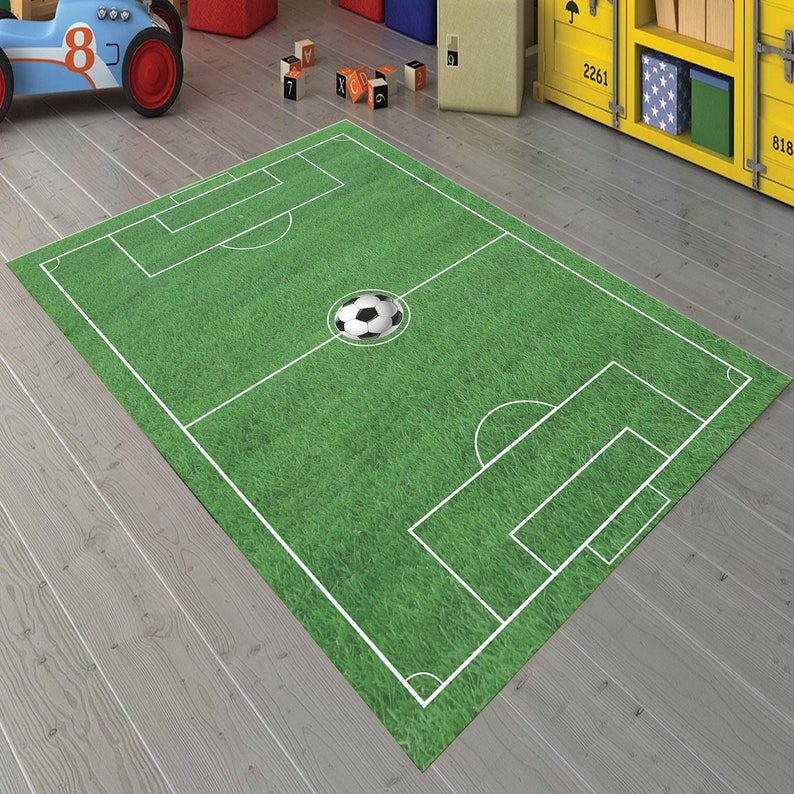 Football Field Patterned Rug Non Slip Rugsoccer Pitch - Etsy