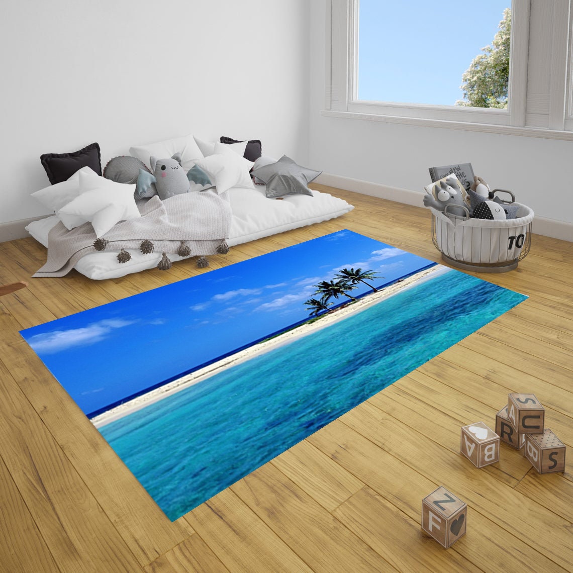 Fun at the Beach Coastal Home Rug Indoor Area Rugs of My Etsy