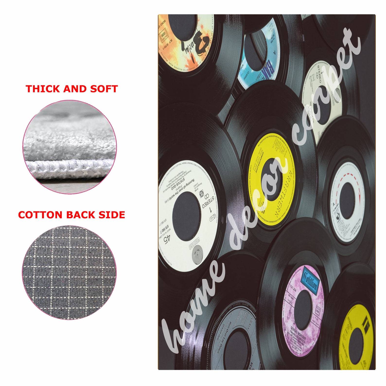 Retro Record Rug Music Room Decor Music Room Mat Rectangle Etsy