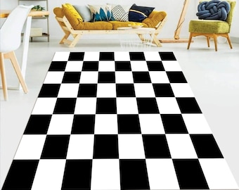 Black and White Checkered Rug: Modern Kids Room Decor