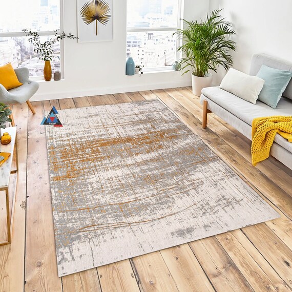 Beige Gold Boho Teppich: Rutschfester Teppich für Dicke Flächen