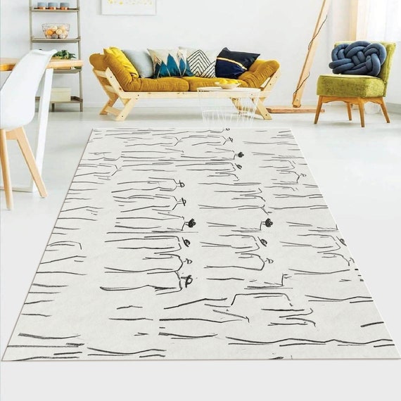 Figure Art Setch Patterned Rug Sketch Art Carpet Drawing Etsy