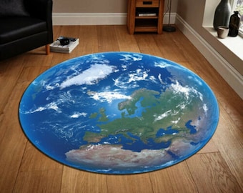 Monde, Terre, Tapis rond spatial, Tapis rond du monde, Tapis rond, Tapis rond, Motif populaire de tapis, Tapis à thème, Décoration de salon, Tapis cadeau pour lui