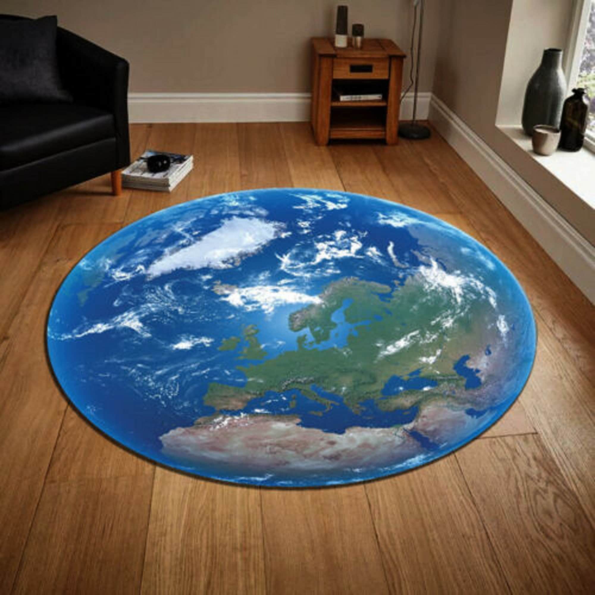 Earth Round Rug: Space Themed Living Room Carpet - Etsy