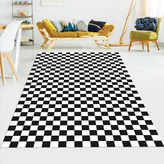 Modern Black and White Checkerboard A...