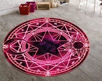 Sakura, tapis Sakura, tapis rond, tapis rond, motif sakura rond, tapis populaire, tapis à thème, salon, décoration d&#39;intérieur, cadeau pour elle, tapis ethnique
