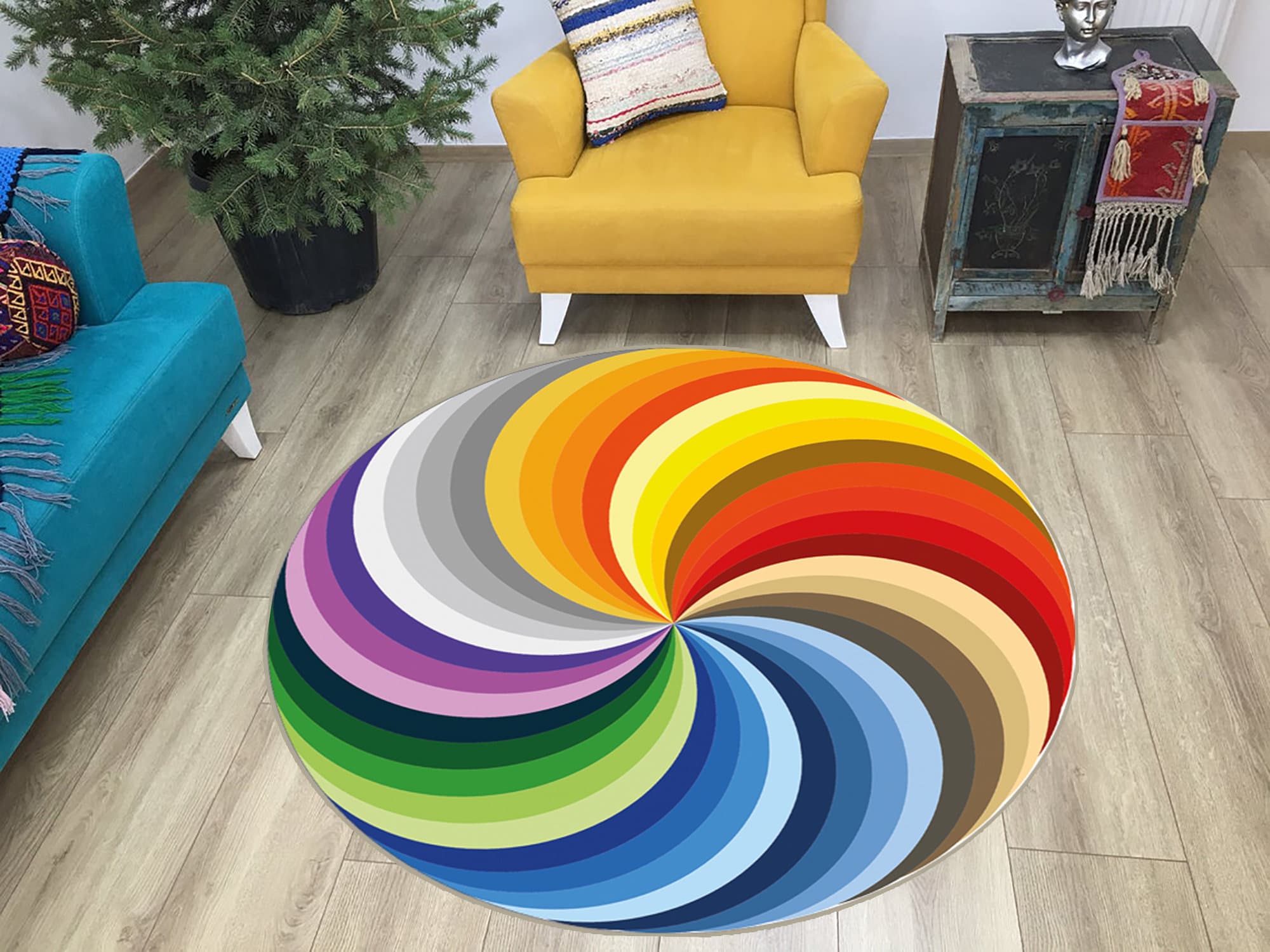 Arcobaleno, Tappeto arcobaleno, Tappeto rotondo, Tappeto rotondo, Rotondo  con motivo arcobaleno, Tappeto colorato, Tappeto decorativo, Tappetino per  interni, Tappeti di design, Tappeti decorativi per bambini -  Italia