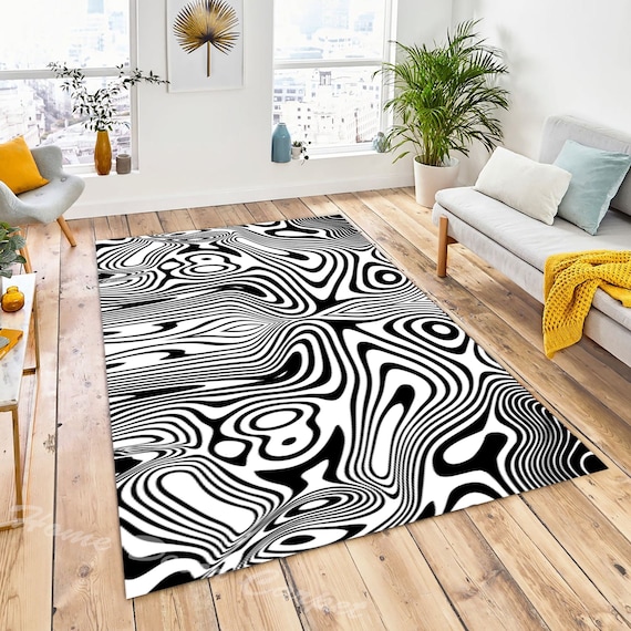 Fashion Modern Rug, Living Room Rug, Large Area Rugs, Abstract Art Oil  Painting, Black Carpet Rug, Bedroom Rug, Bedside Non-slip Floor Mats 