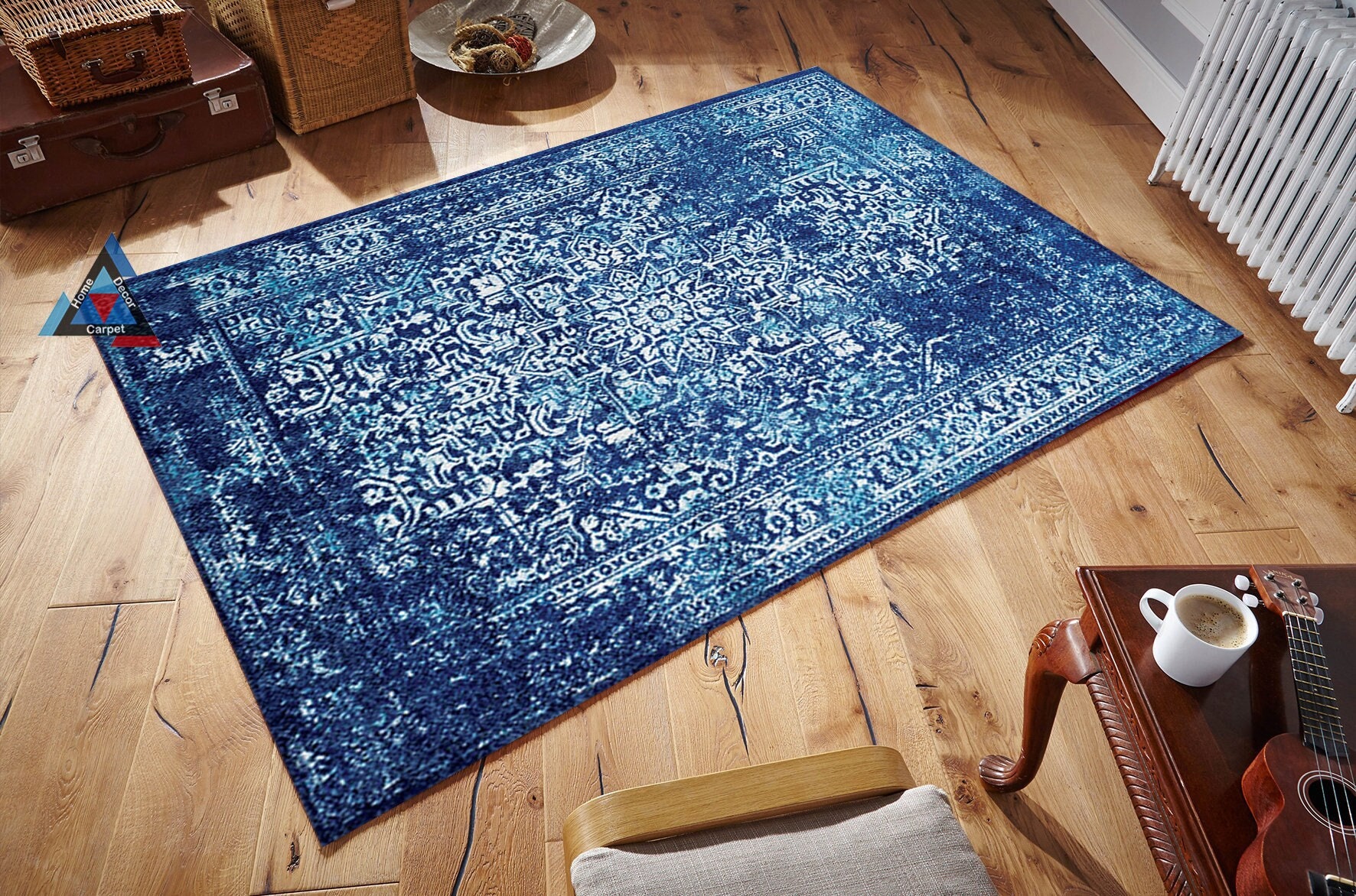Ikat Teppich Blauer Hippie Teppich Bunter Antirutsch Teppich Diamant  Bodenmatte Rosa Teppich für Wohnzimmer Ombre Läufer - .de