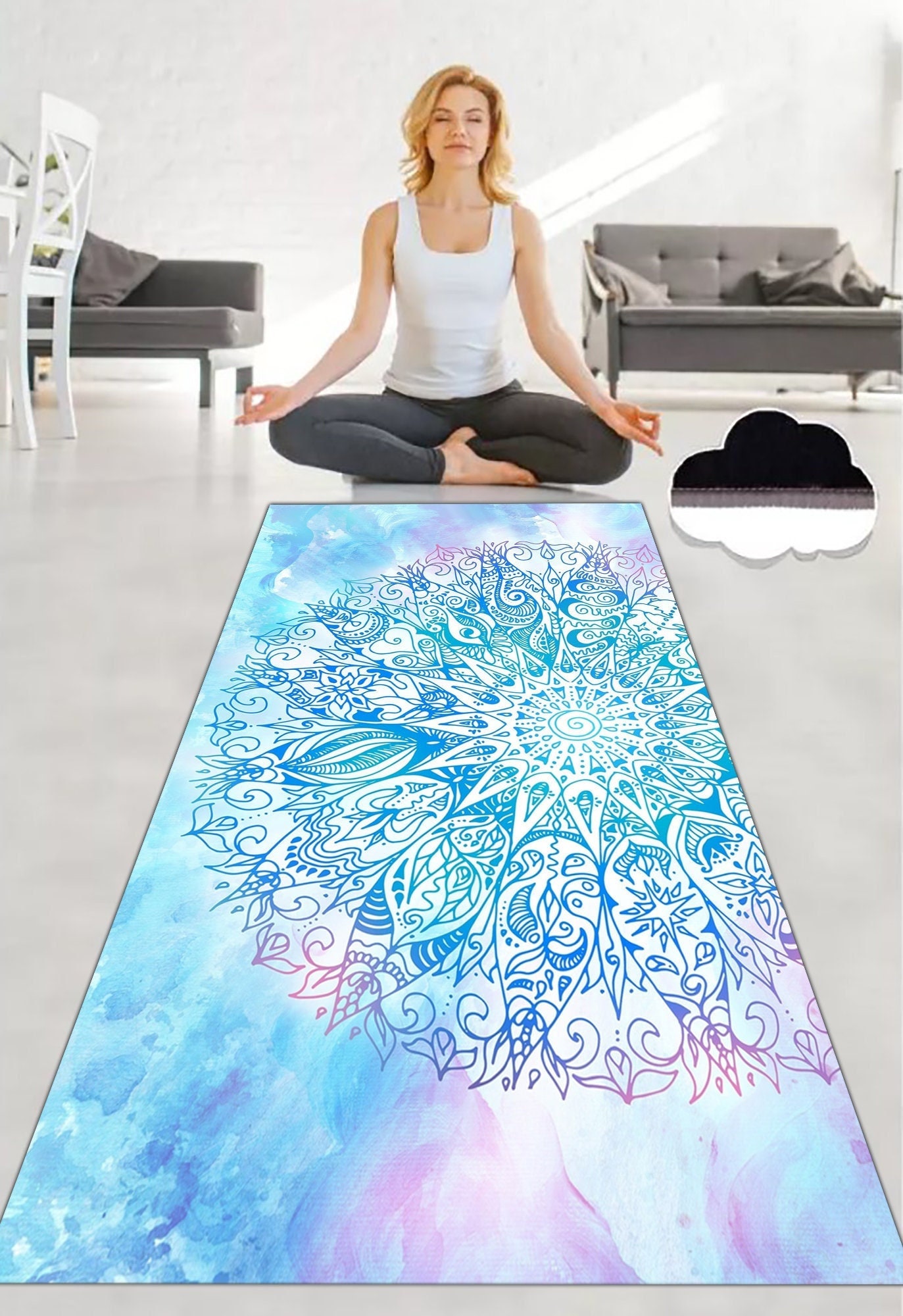 Personalized Yoga Mat, Custom Yoga Mats, Yoga Lover Gift, Pilates Yoga Mat,  Personalized Mandala, PRINTED YOGA MAT With Name, Microfiber Mat 