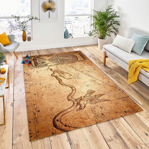 Rustic World Map Area Rugs, Maps, Rug Decorative Floor Mat, Map