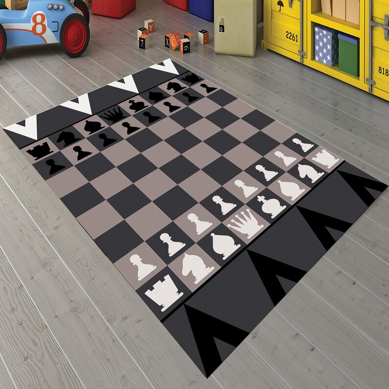 Chess Board Rug: Non-slip Soft Floor Mat for Kids Room - Etsy