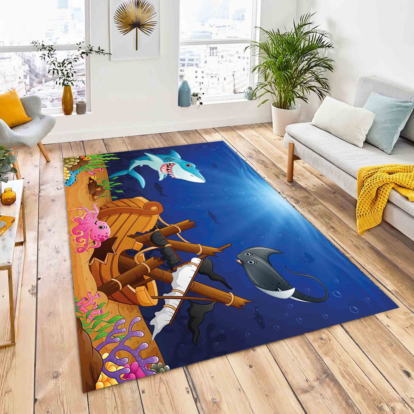 Shark Bath Mat Shark Ocean Theme Nautical Decor Jaws Shower Etsy