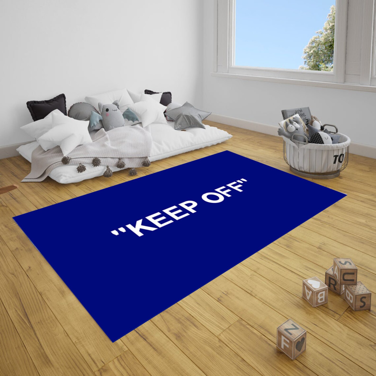 Keep off Rug Keep off Carpet Blue Solid Rug Exclusive Etsy UK