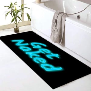 Get Naked Rug,Neon Bathmat,Bathroom Decor,Get Naked Bath Mat,Bath Rug,Minimalist Bath Mat,Bathmat, Bath Rugs,room Decor Rugs,Non Slip Rug