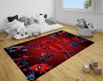 Kids Room Rugs, Spiderman Carpet, Spiderman Patterned, Personalized Gift, Boy Room Decor, Boy Room Decoration, Boy Room Wall Decor Carpet,