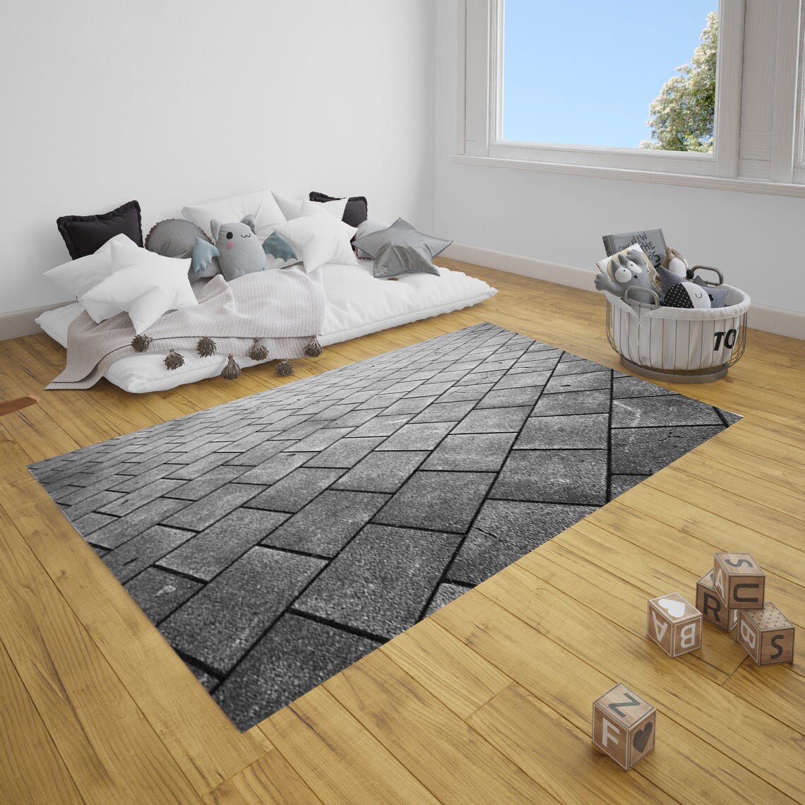 Stone Rug Grey Stone Floor Mat Scandinavian Style Modern Etsy UK