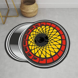 Car Rim Rug,Boy Room Rug,Shaped Carpet,Round Carpet,Car Rim Pattern Popular Rug,Themed Rug,Living Room,Home Decor,Gift For Him,Kids Rug