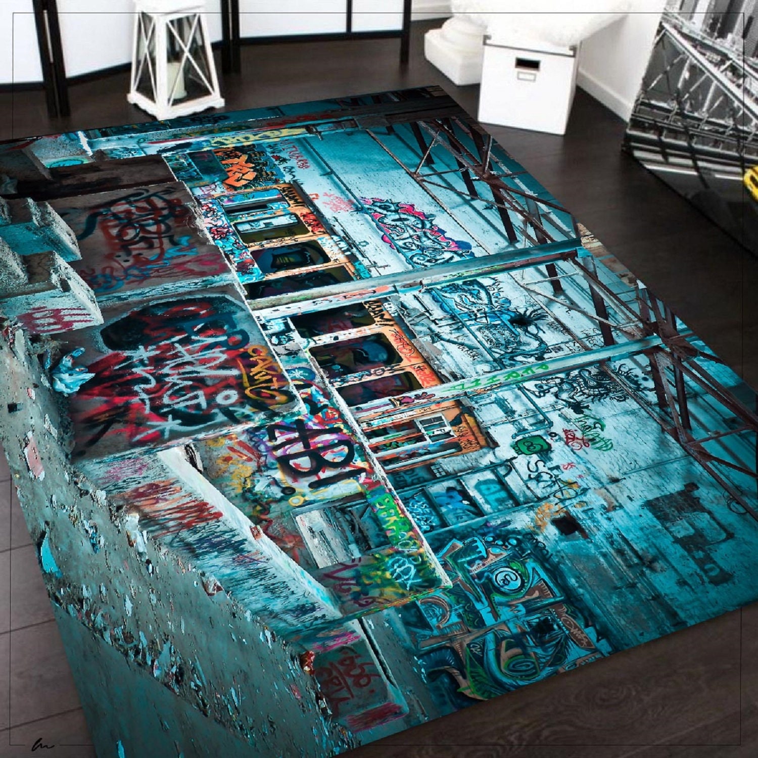 Graffiti Comics Design Area Rug, Modern Studio Abstract Urban Street Art Carpet, Home Interior Decor Large Floor Rugs, 3D Abstract Graffiti