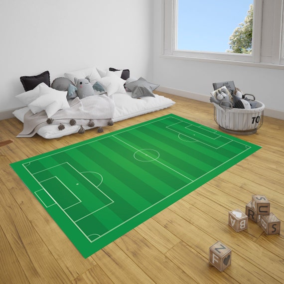 Alfombra con estampado de campo de fútbol, alfombra antideslizante