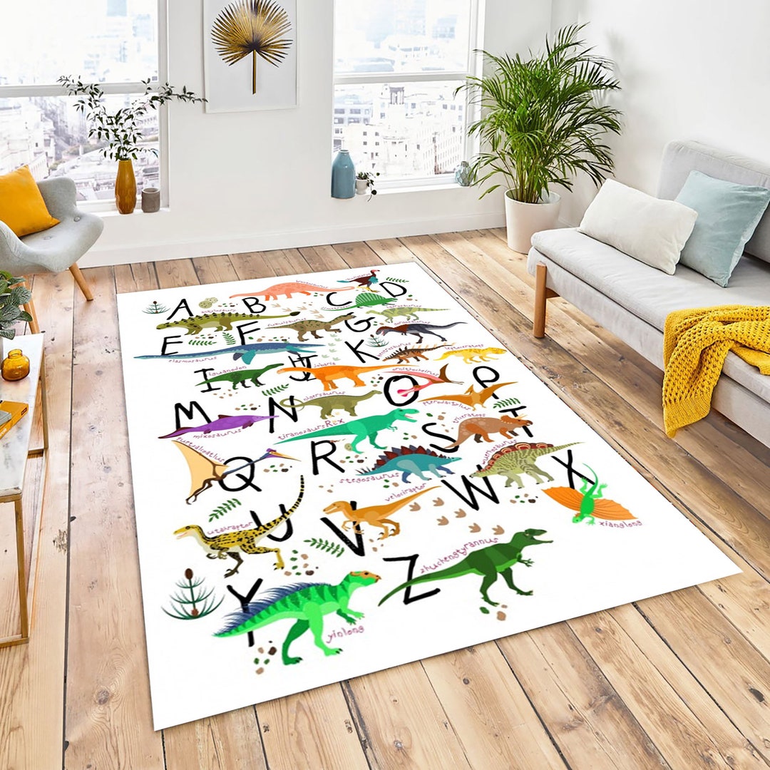 Dinosaur Rug, Children's Play Mat Area Rugs, Dinosaur Park Theme Kids ...