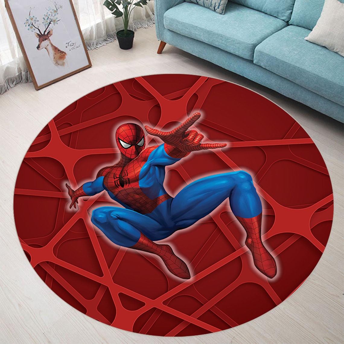 Spiderman Spiderman Rug Boys Room Round Rug Round Carpet Etsy México