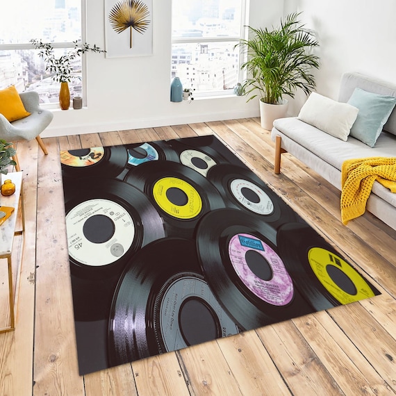 Retro Record Rug Music Room Decor Music Room Mat Rectangle Etsy