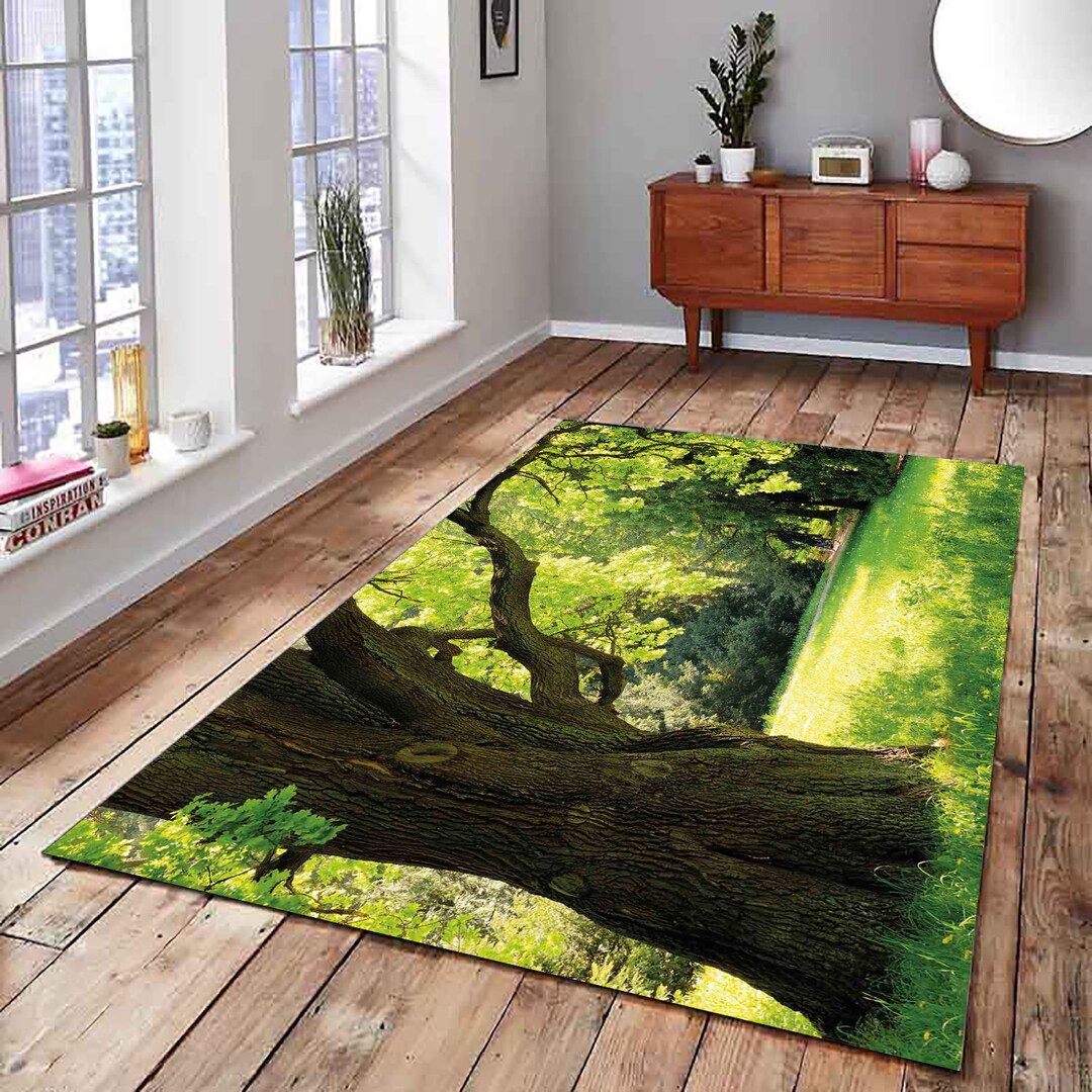Tree Patterned Area Rug: Soft Floral Decorative Carpet - Etsy