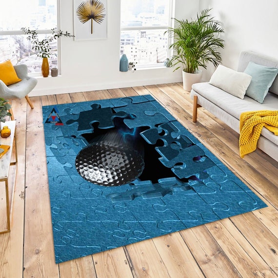 Alfombra Puzzle Vortex, alfombra azul, vórtice, alfombra impresa