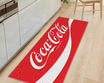 Coca Cola Rug, Coca Cola Decor, Coke Rug, Kitchen Runner, Coca Cola Runner, Kitchen Rug, Non slip Rug,Red Coke, Hype beast Decor, Home Decor