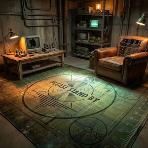 Please Stand By illustration,Test Patterns, Game Rug, Home Decor, Please Stand By TV Test Pattern Rug, Designer Rug, Modern Rug,Play Mat