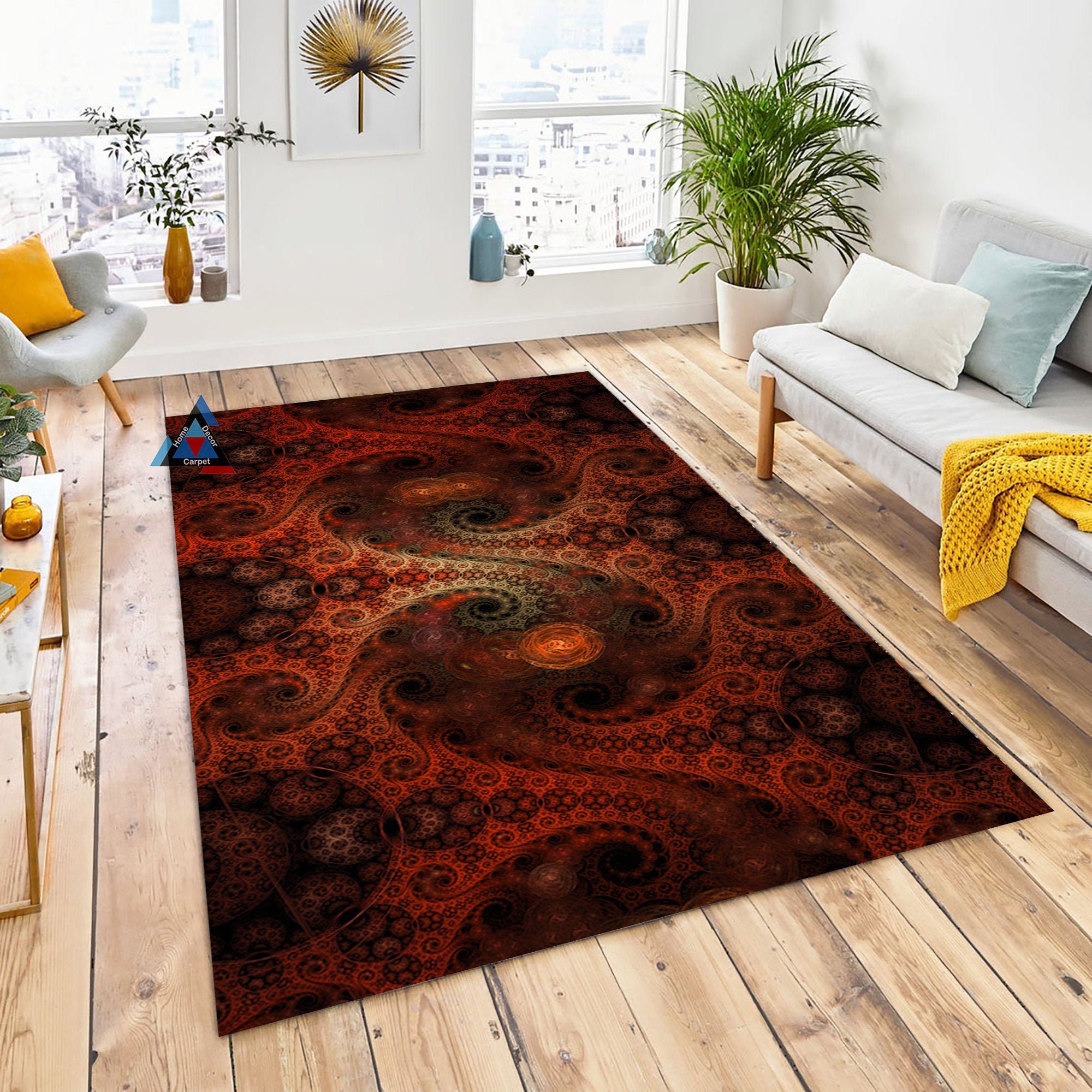 Fractal Area Rug: Washable Abstract Pattern Carpet - Etsy