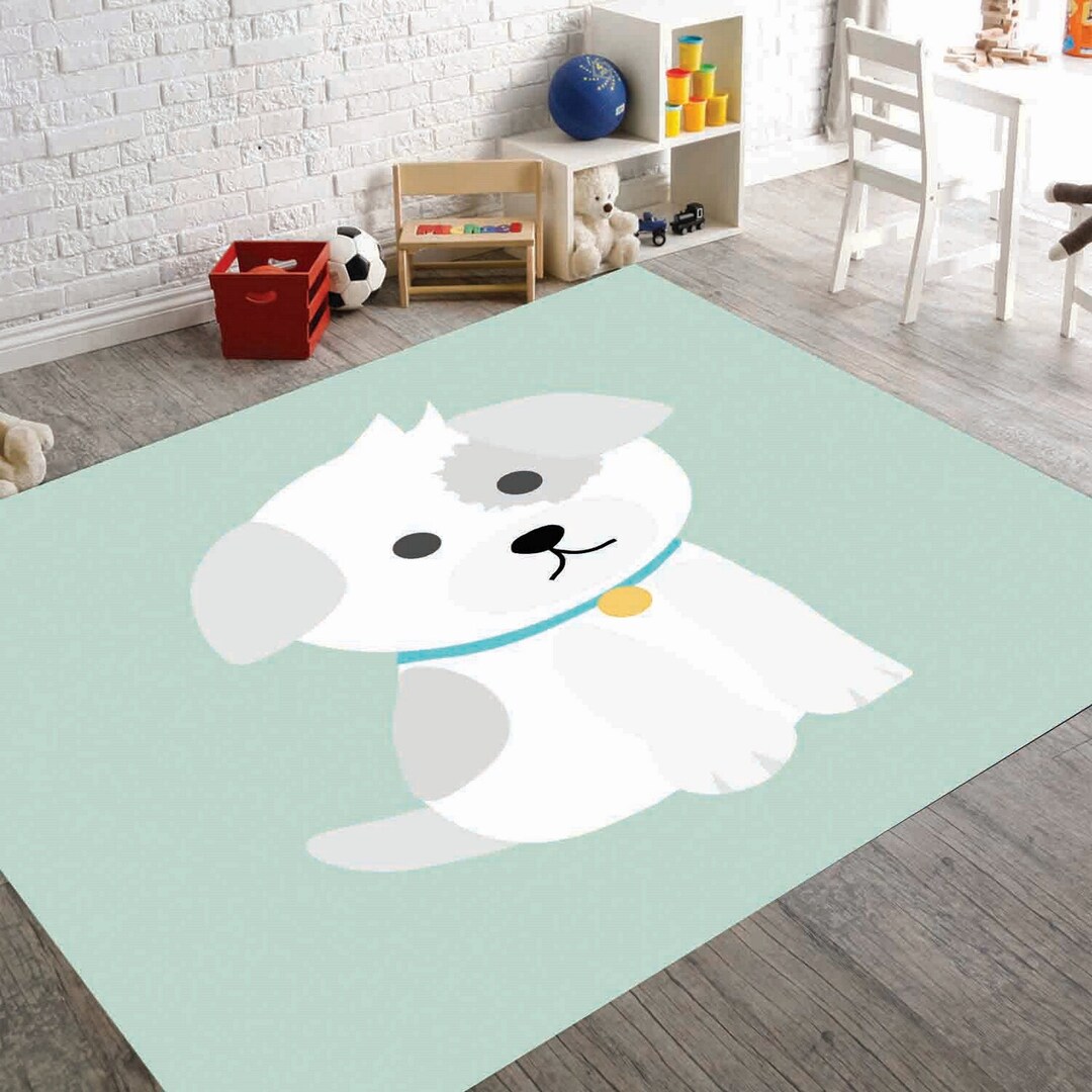 PUPPY NURSERY RUG, Kids Room Decor Rug, Funny the Love Heart Welcome ...