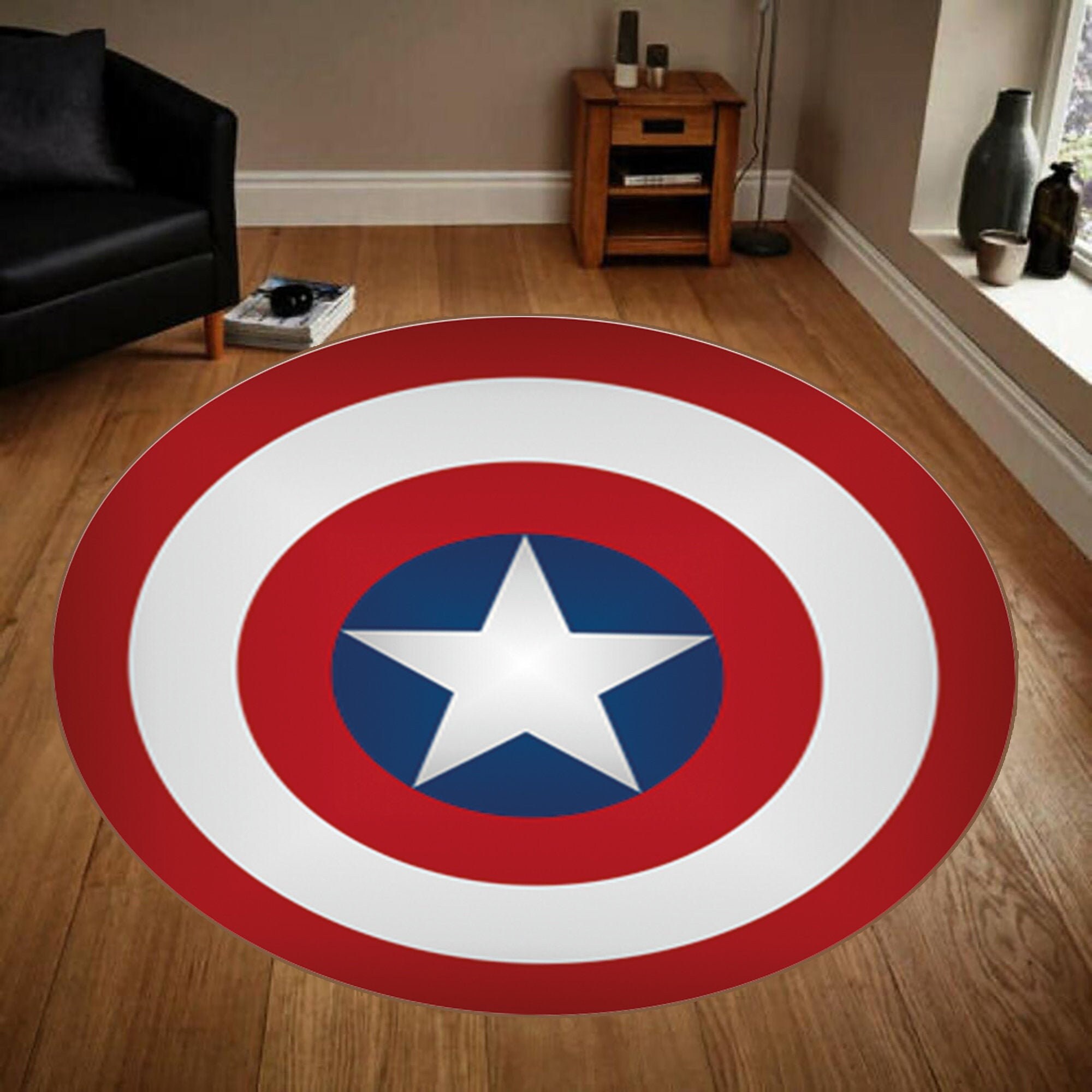 Captain America Shild Round Rug Captain America Round Rug Etsy