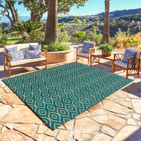 Outdoor Rug ,indoor Outdoor Washable Rugs ,blue Rug,area Rug, Garden Patio  Area,utility Mat, Garden Rug, Doormat,outdoor Decor,garden Decor 