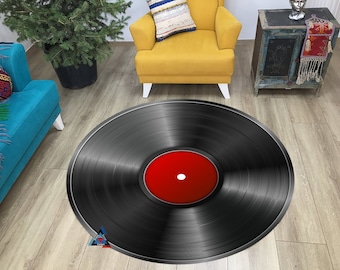 Disque, tapis disque, chambre de garçons, tapis rond, tapis rond, motif disque rond, tapis populaire, tapis à thème, décoration d&#39;intérieur, cadeau pour lui, cadeau pour elle, 3D