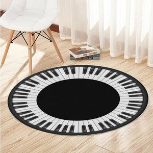 Piano, Piano Rug, Round Rug, Round Carpet, Piano Pattern Round, Popular Rug, Themed Rug, Living Room, Home Decor, Gift For Her, Ethnic Rugs
