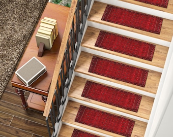 Non-Slip Stair Tread Rug: Patterned Stair Step, 28x9 in