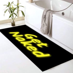 Get Naked Rug,Bathroom Decor,Get Naked Bath Mat,Bath Rug,Neon Bathmat,Minimalist Bath Mat,Bathmat, Bath Rugs,room Decor Rugs,Non Slip Rug