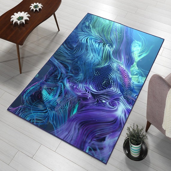 Abstract 3D Printed Rug: Modern Geometric Art, Non-Slip Kid's Room Decor