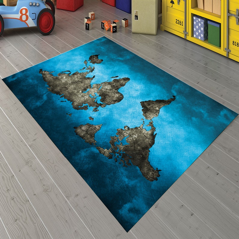 Large World Map Carpets Rug Bedroom Kids Baby Play Crawling  Etsy