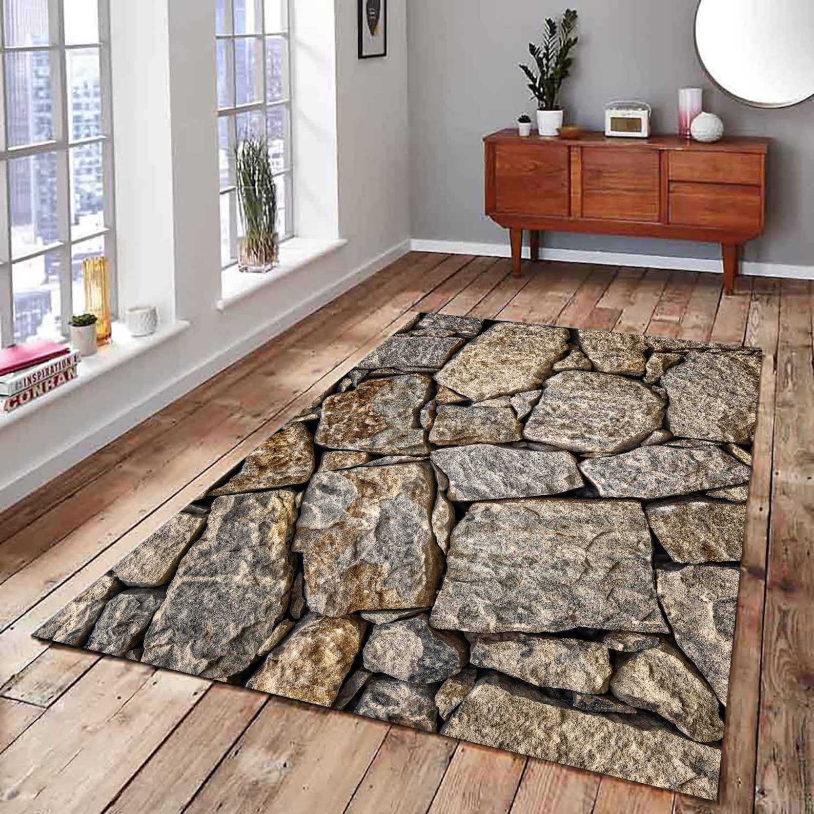 3D Stone Pattern Rug: Modern Living Room Carpet - Etsy
