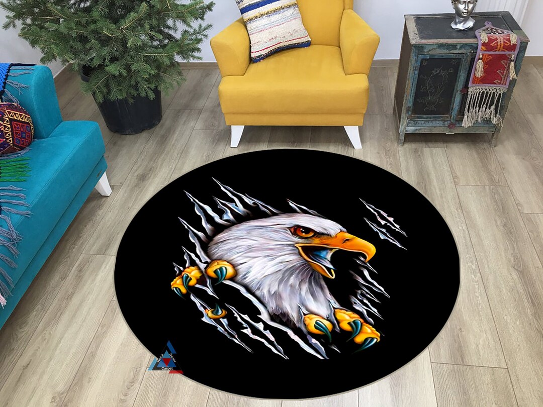 Eagle Round Rug: Animal Print Home Decor Carpet - Etsy