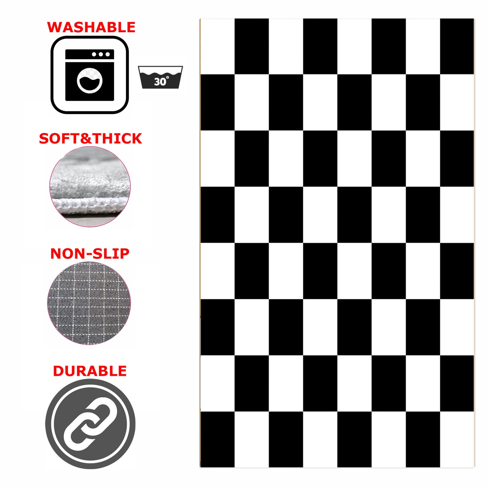 Checkered Checkered Rug Black White Rug Checkered Design Etsy