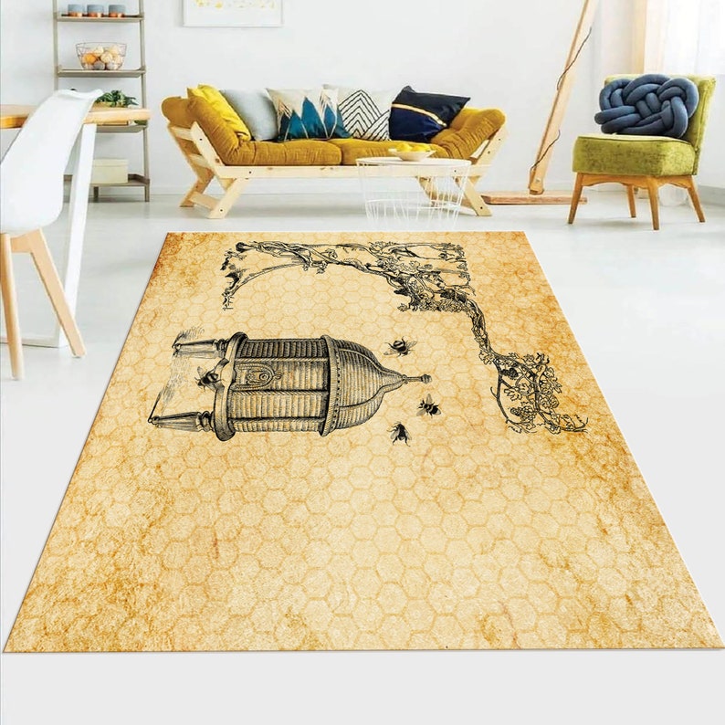 Bees Area Rug: Honeycomb Pattern Floor Mat - Etsy
