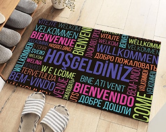 Multilingual Welcome Doormat: Funny Outdoor Entry Rug