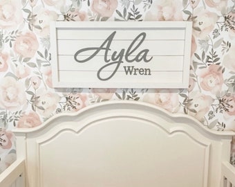 Custom wood name sign for nursery girl, boy, over crib sign, baby name sign, family name sign, custom name sign, wooden sign wall name