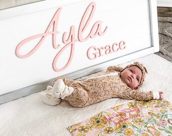 Nursery Name Sign Girl | Baby Name Sign for Nursery | Wood Name Wall Sign | Cursive Name Sign